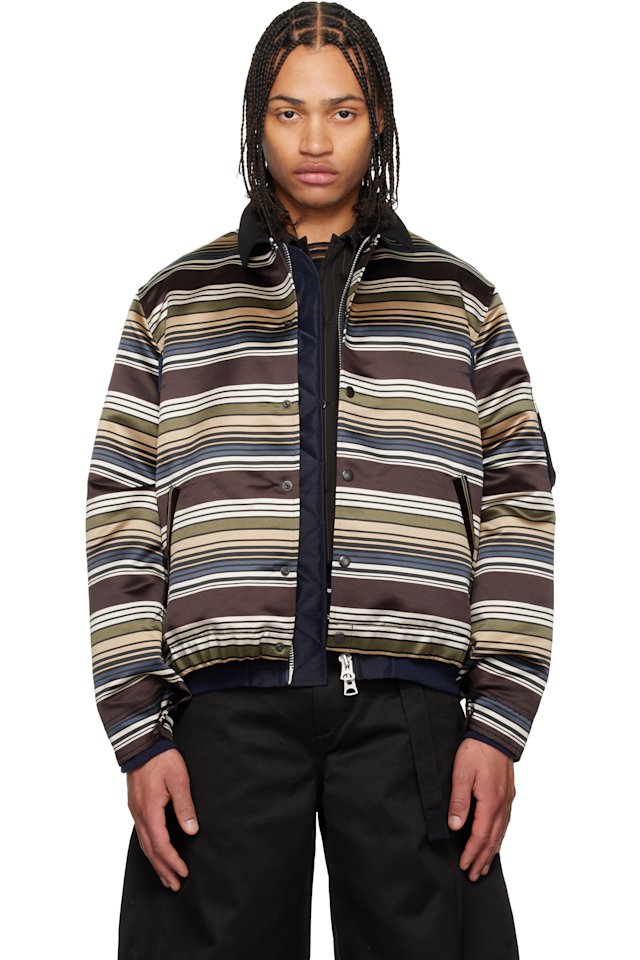sacai — Multicolor Horizontal Stripe Blouson Bomber Jacket