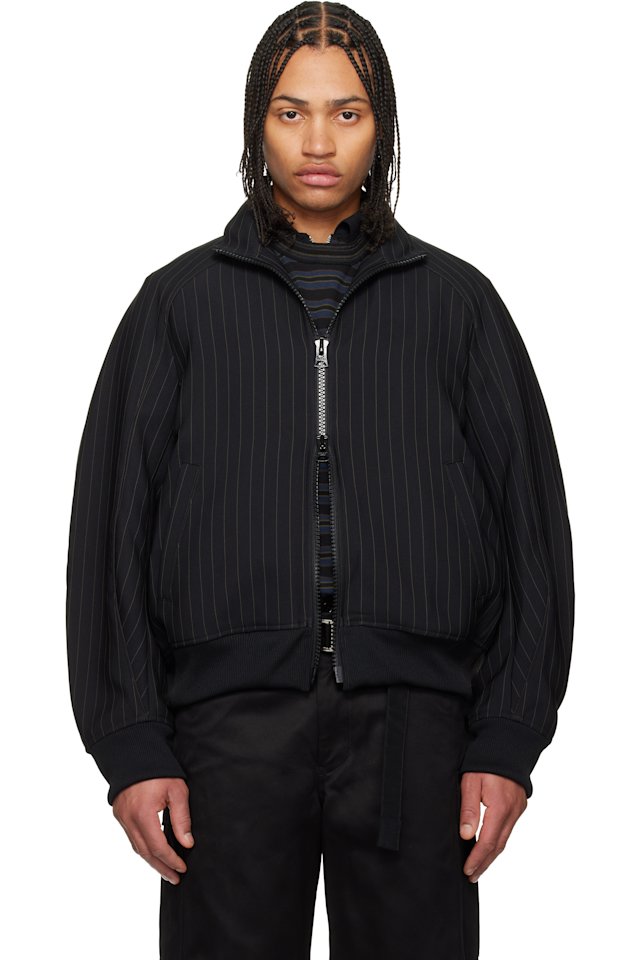 sacai — Black Matelasse Twill Jacket