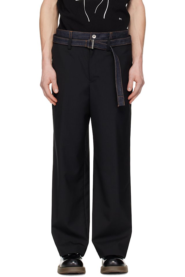 sacai — Black Suiting & Denim Trousers