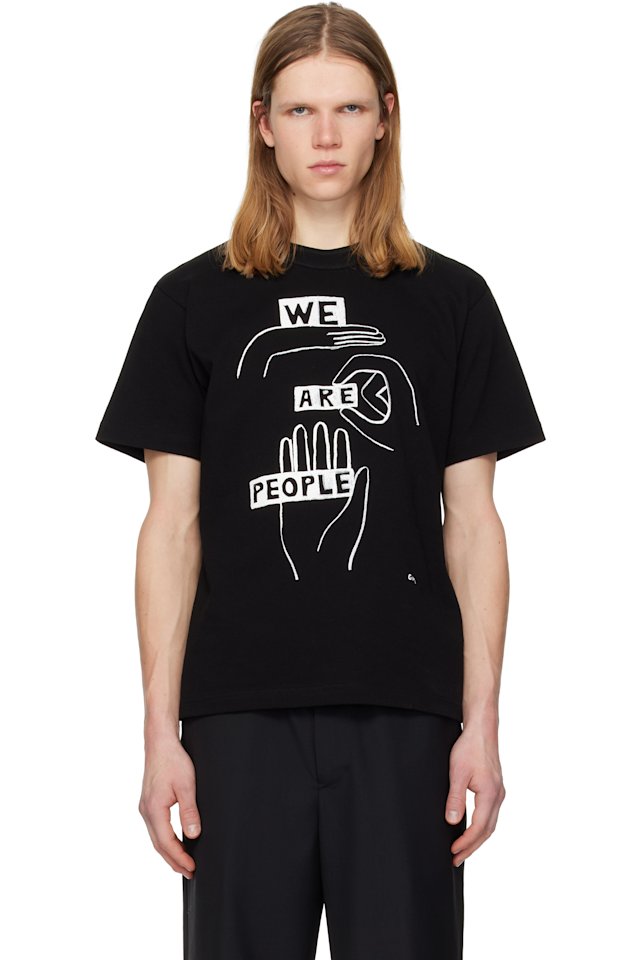 sacai — Black 'geoff sacai' Print T-shirt