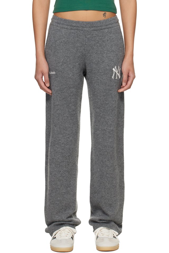 Sporty & Rich — Gray Heritage Yankees Serif Cashmere Lounge Pants