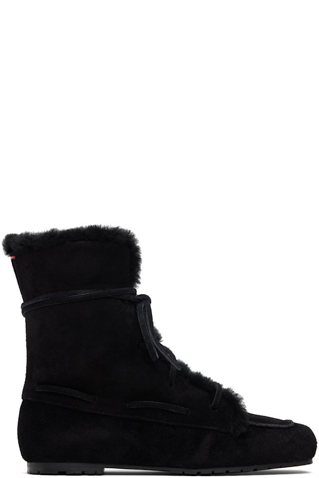 Aeyde — Black Paul Shearling Ankle Boots