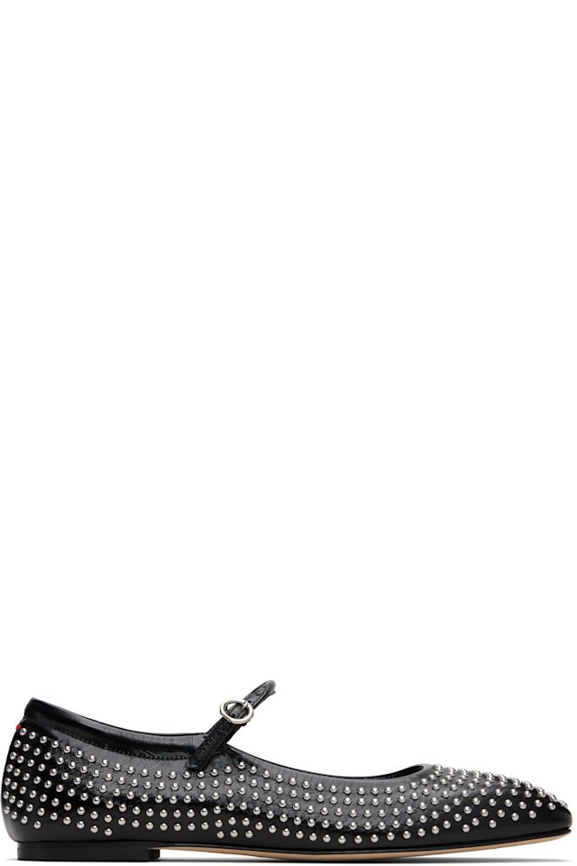 Aeyde — Black Uma Mini Stud Mary-Jane Flats