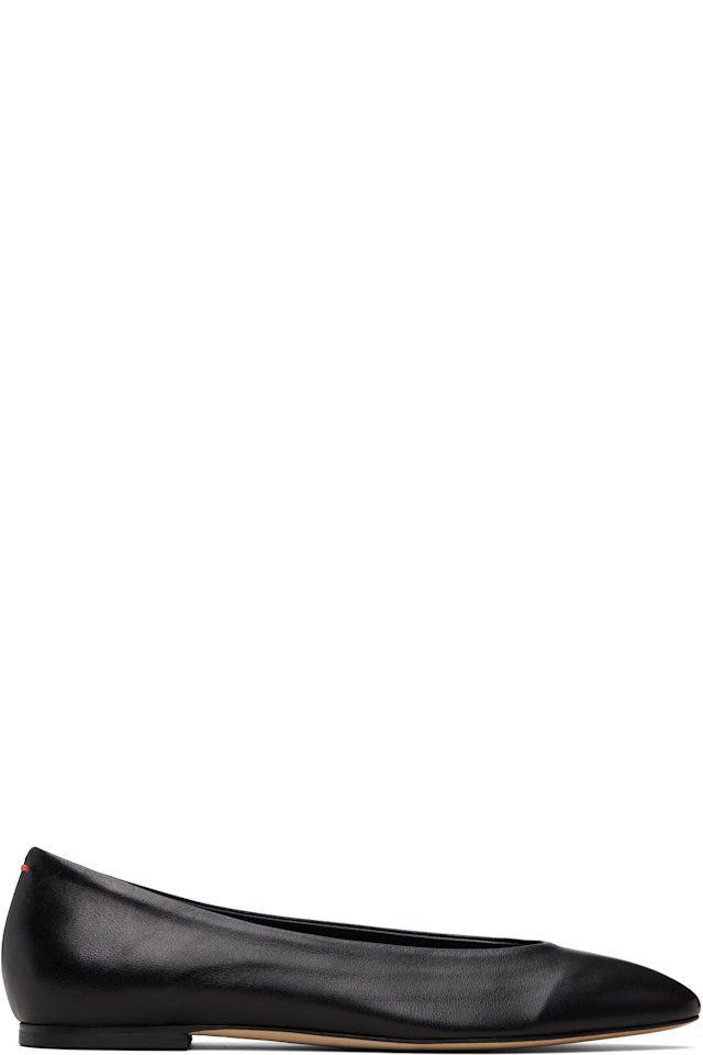 Aeyde — Black Ellie Almond-Toe Flats