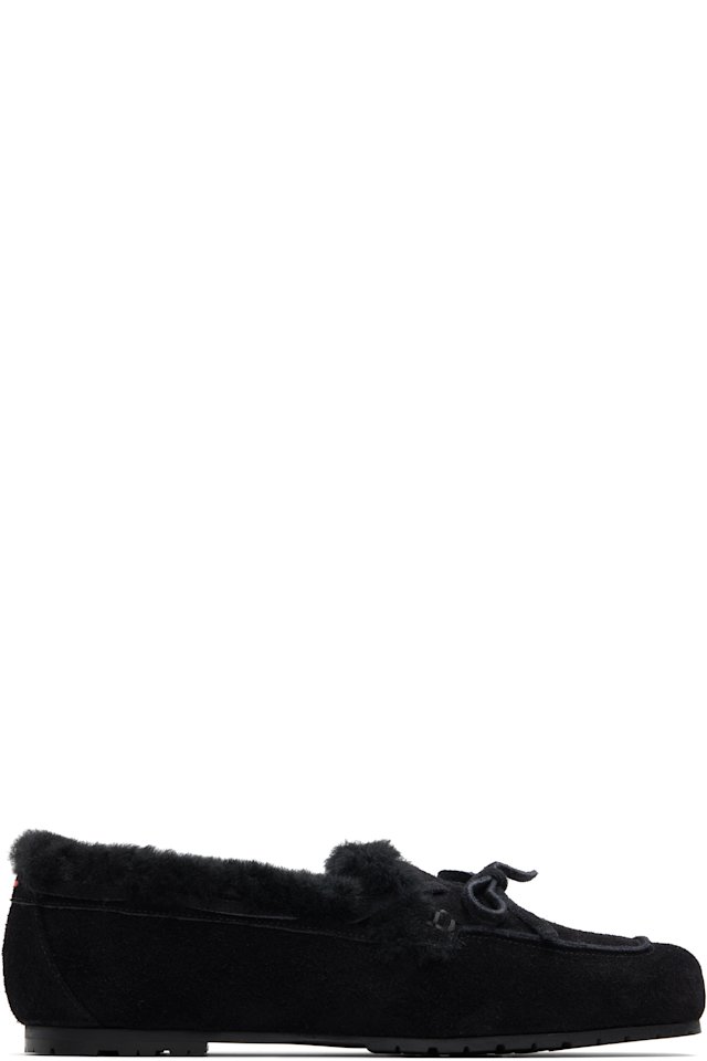 Aeyde — Black Jasper Shearling Loafers