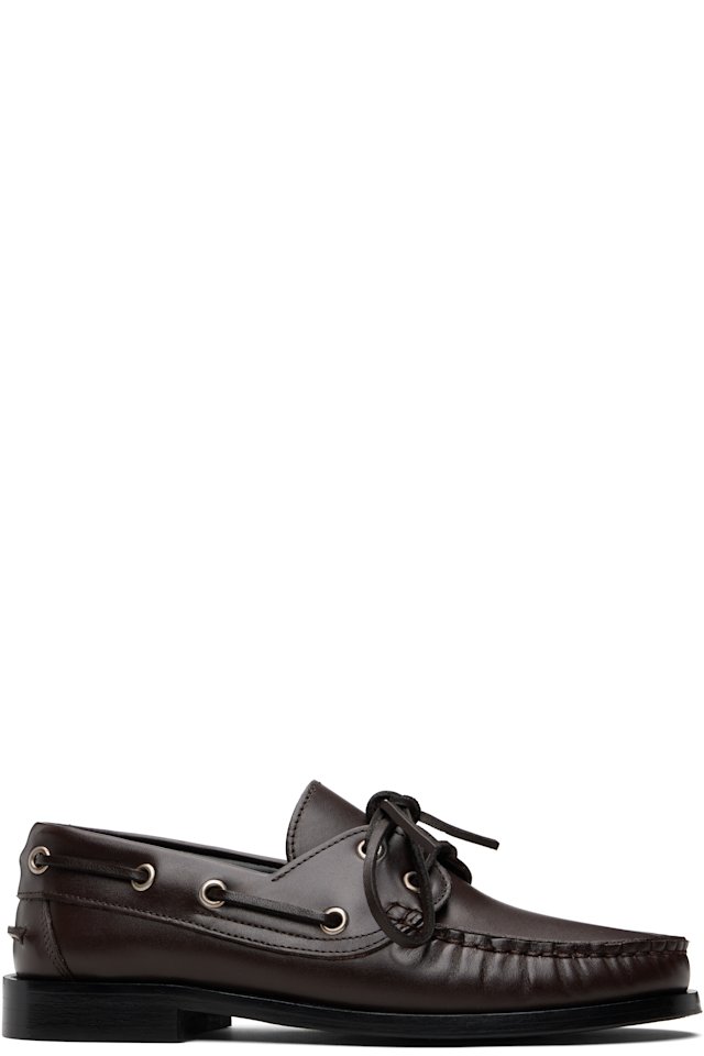 Aeyde — Brown Harris Leather Boat Shoes