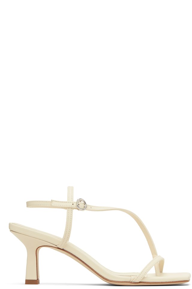 Aeyde — Off-White Elise Leather Toe-Post Heeled Sandals