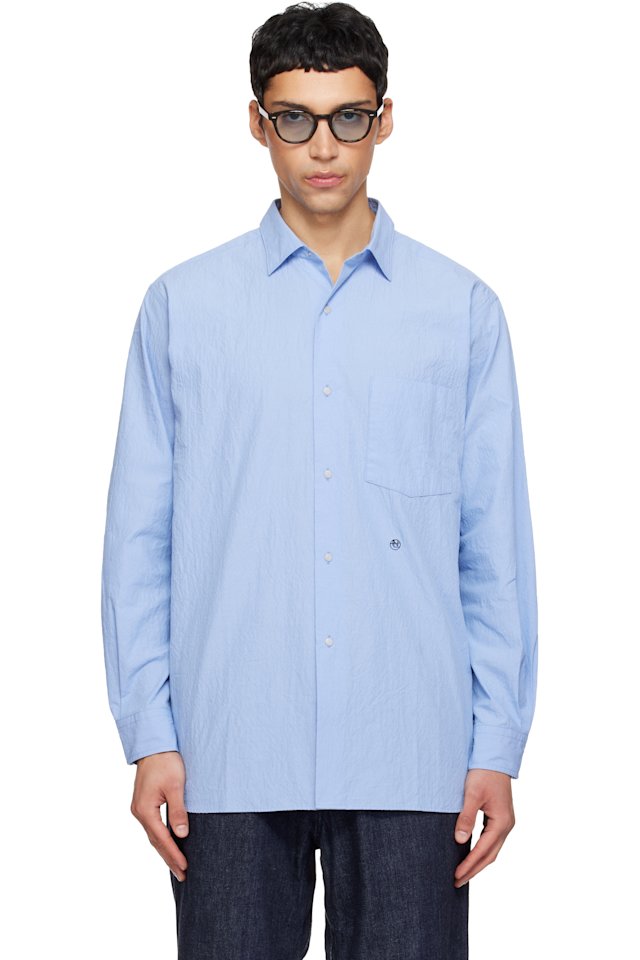 nanamica — Blue Regular Collar Wind Shirt