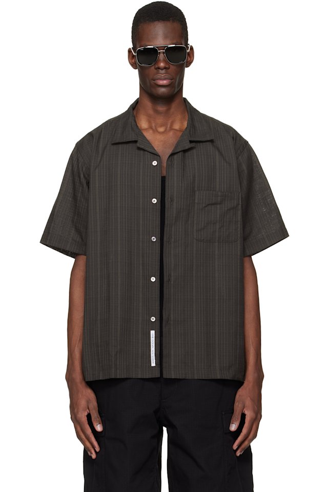 nanamica — Gray Open Collar Panama S/S Shirt
