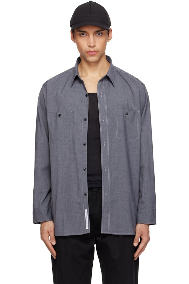 nanamica — Gray Polyester Wool Field Shirt