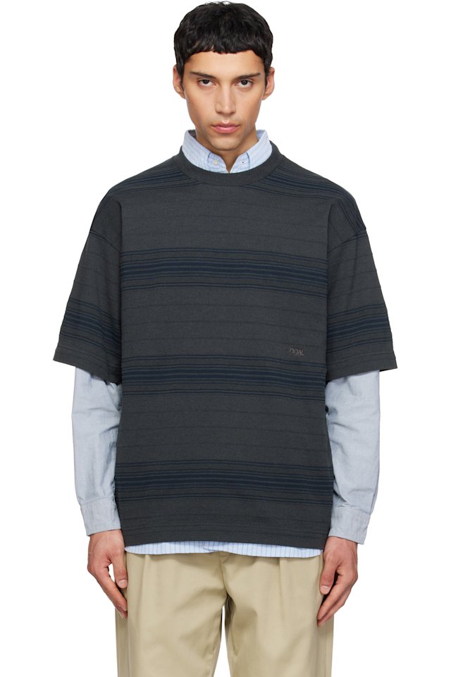 nanamica — Gray Stripe T-shirt