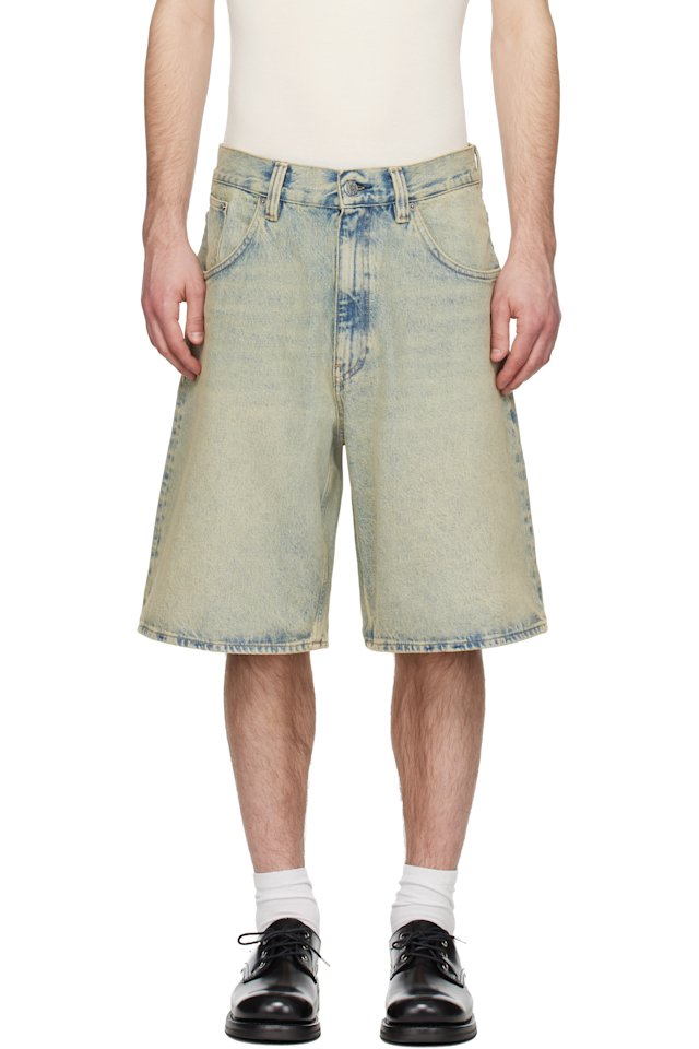 Sunflower — Blue & Yellow Super Wide Denim Shorts