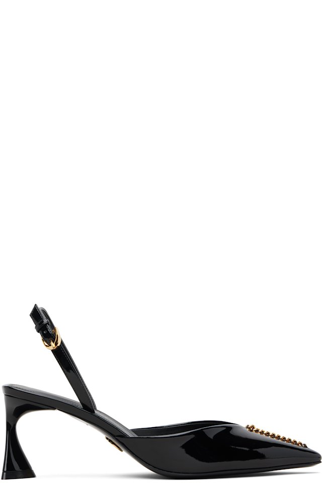 Stella McCartney — Black Elsa Patent Slingback Heels