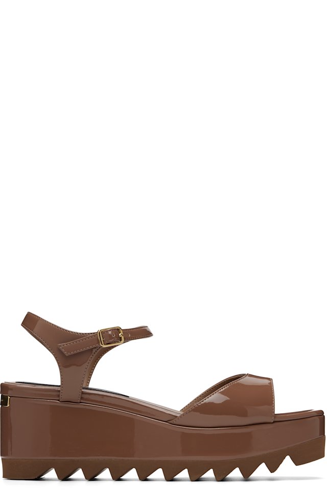 Stella McCartney — Brown Elyse Patent Platform Sandals