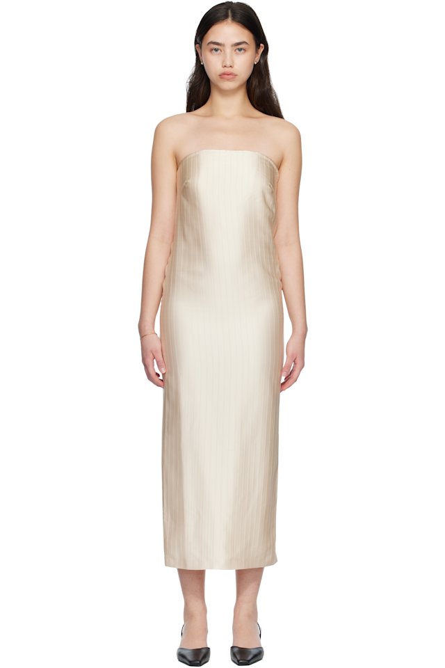 Loulou de Saison — Beige GIULIA Bustier Midi Dress