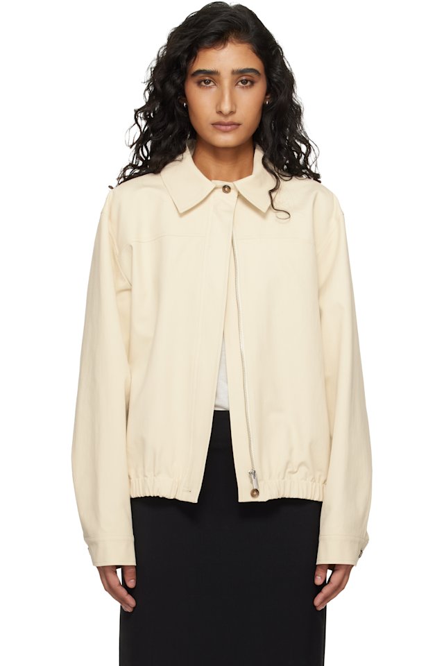 Loulou de Saison — Beige Drew Cotton Gabardine Windbreaker Jacket