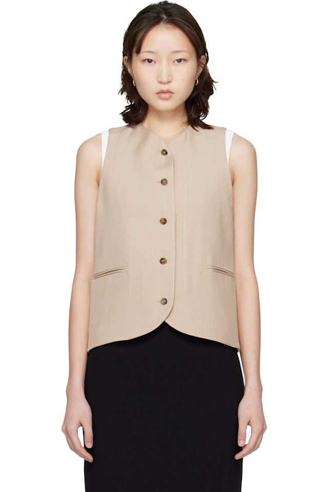 Loulou de Saison — Beige Paco Tailored Waistcoat