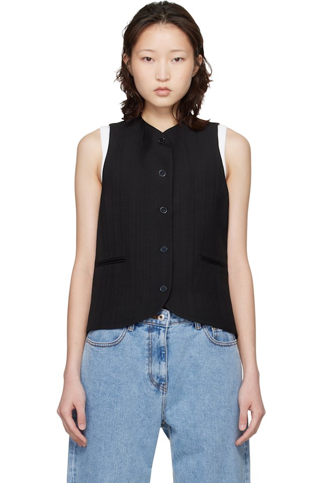 Loulou de Saison — Black Paco Tailored Waistcoat