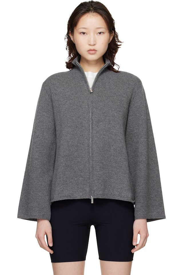 Loulou de Saison — Gray Gabi Zipped Cashmere Sweater