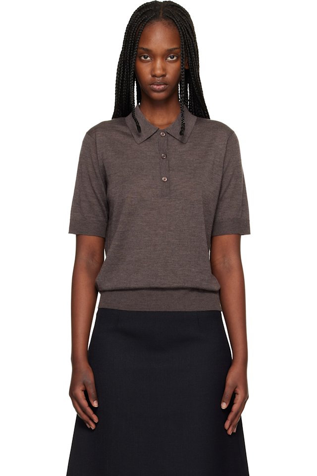 Loulou de Saison — Brown Migo Fluid Cashmere Polo