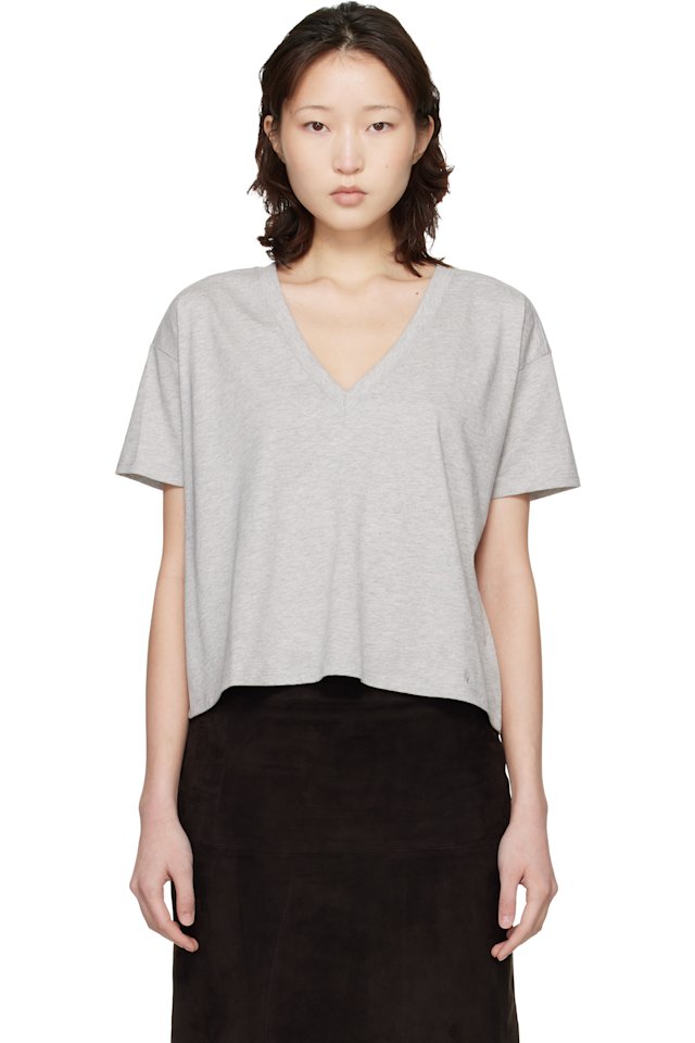 Loulou de Saison — Gray 'Faaa LDS' V-neck T-shirt