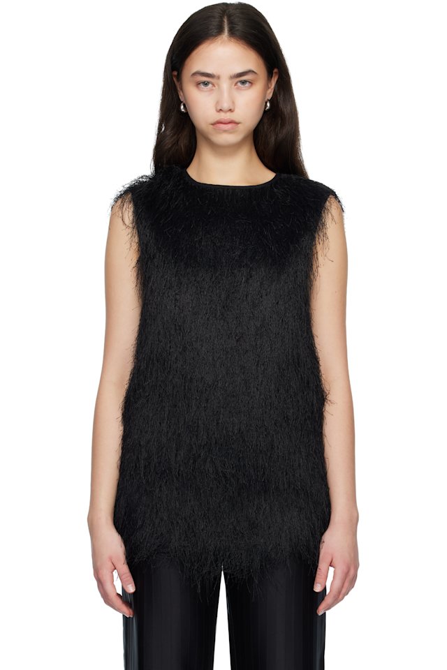 Loulou de Saison — Black YASMIN Fringed Top
