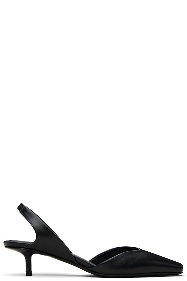 Loulou de Saison — Black Betsy Calf Leather Slingback Heels