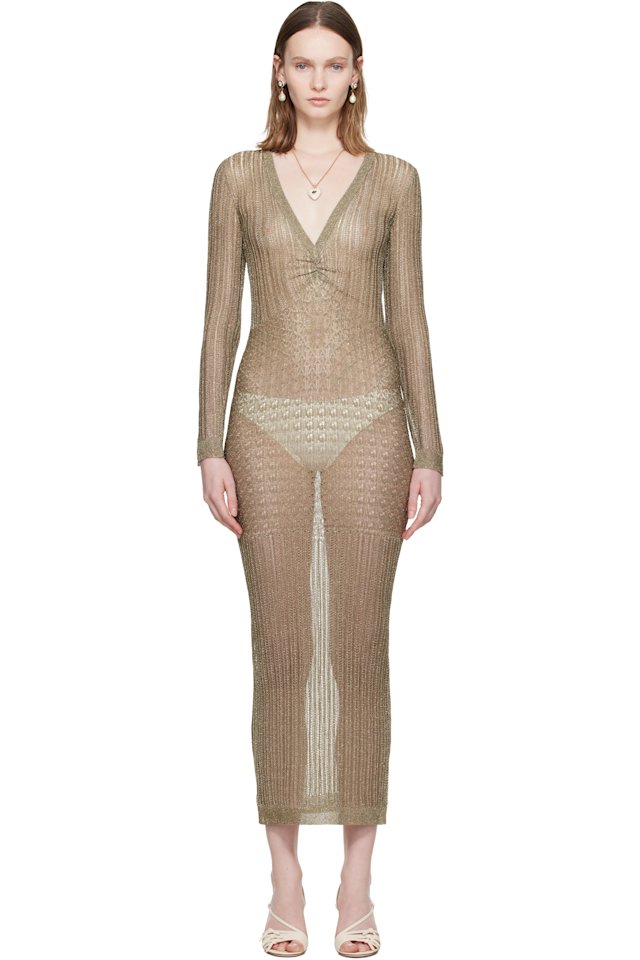 Valentino — Gold Tailored Elegance Lurex Maxi Dress