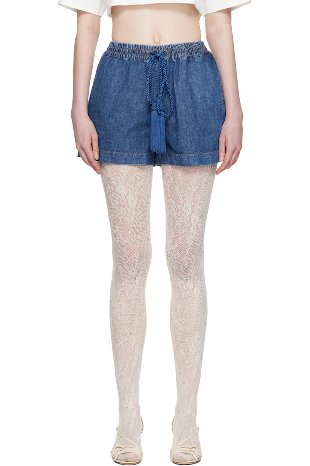 Valentino — Blue Denim Chambray Shorts