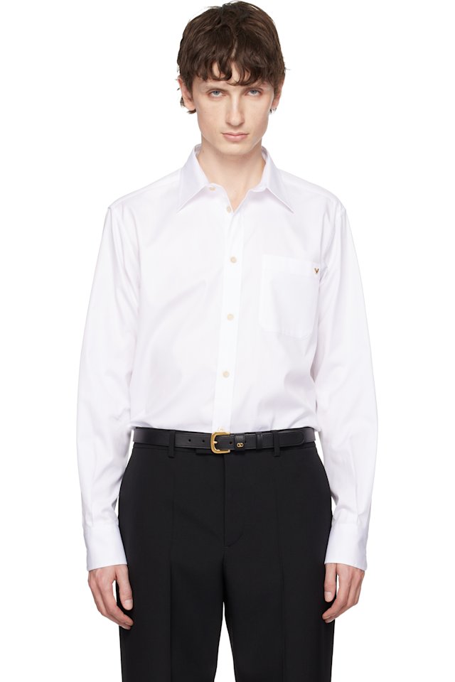 Valentino — White Oxford Cotton VGold Shirt