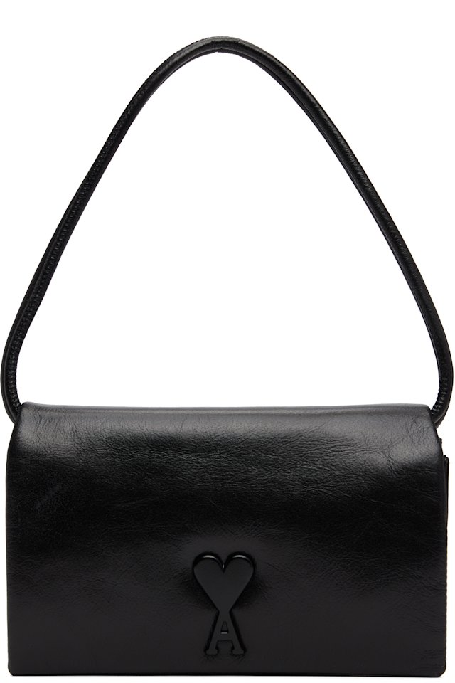 AMI Paris — Black Voulez-Vous Wallet On Strap Bag