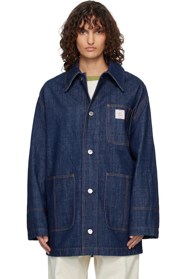 AMI Paris — Indigo Cotton 'Ami Paris Heritage' Label Worker Jacket
