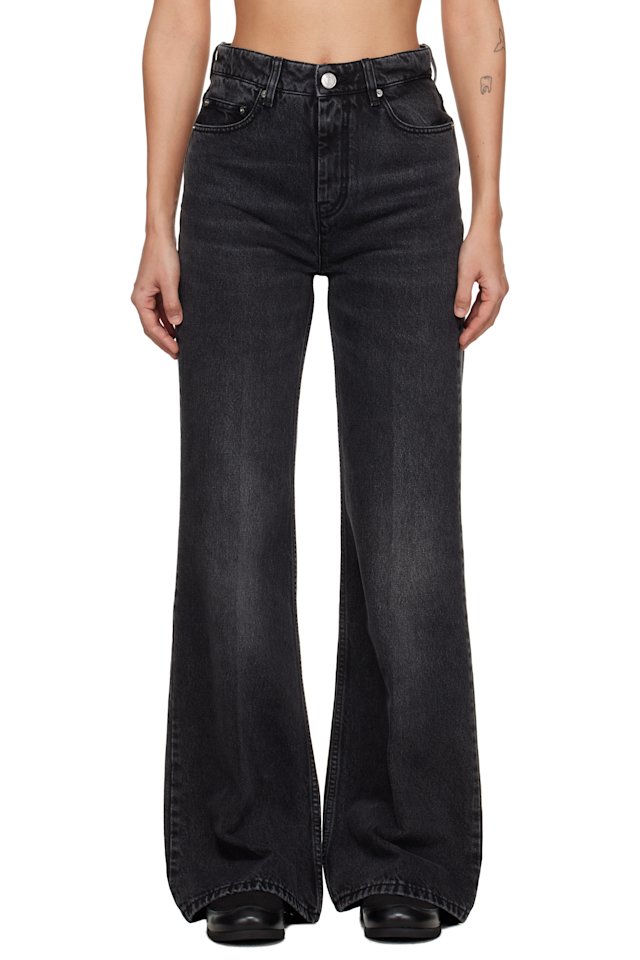 AMI Paris — Black Cotton Flare-Fit Jeans