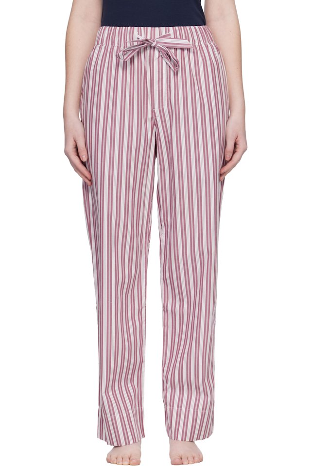 Tekla — Pink & Off-White Poplin Pyjama Pants
