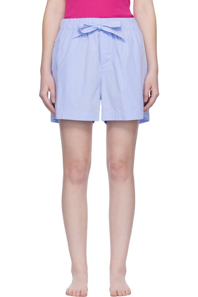 Tekla — Blue Poplin Pyjama Shorts