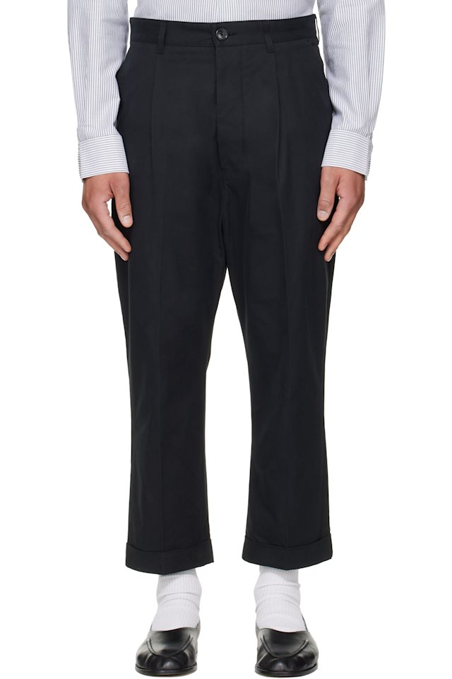 AMI Paris — Black Cotton Carrot Oversized Trousers
