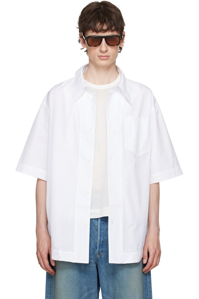 AMI Paris — White Cotton 'Ami de Coeur' Wide Shirt