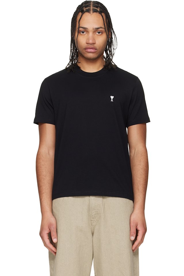 AMI Paris — Black Cotton Ami de Coeur T-shirt