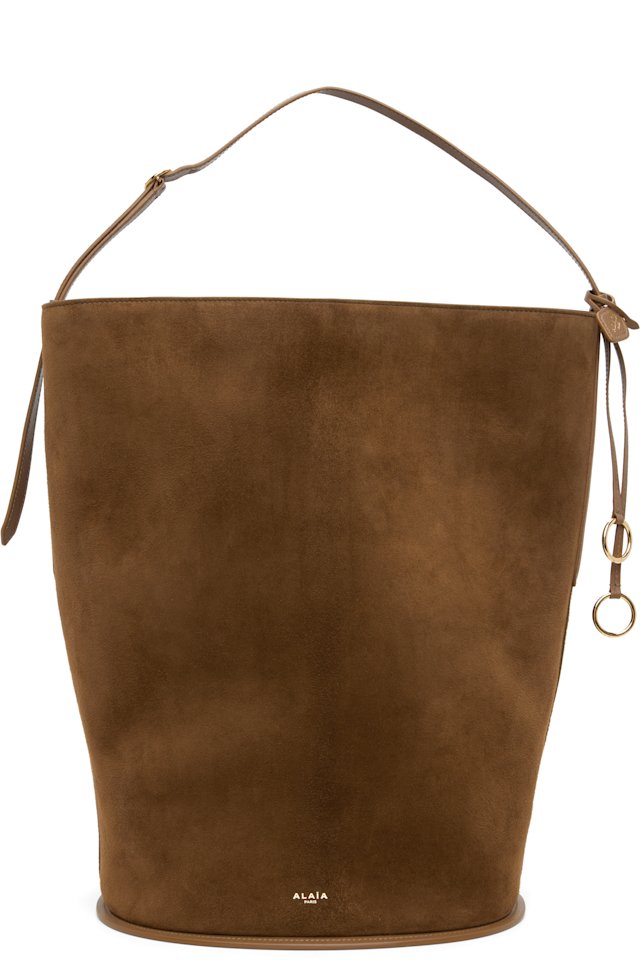 ALAÏA — Khaki Hip Large Bucket Bi-Material Bag