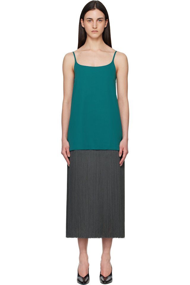 ALAÏA — Blue & Gray Fringed Slip Minidress