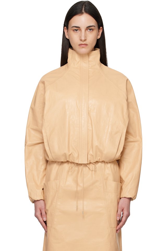 ALAÏA — Beige Calfskin Windbreaker Jacket