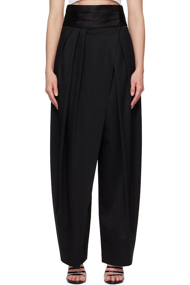 ALAÏA — Black Tux Round Wool Trousers