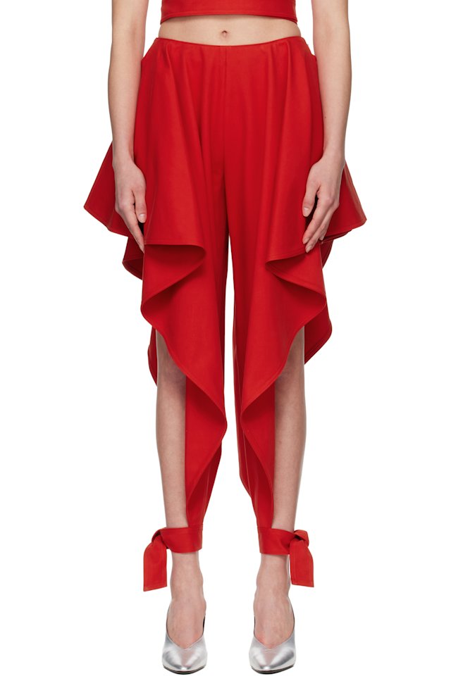 ALAÏA — Orange Panelled Cotton Trousers