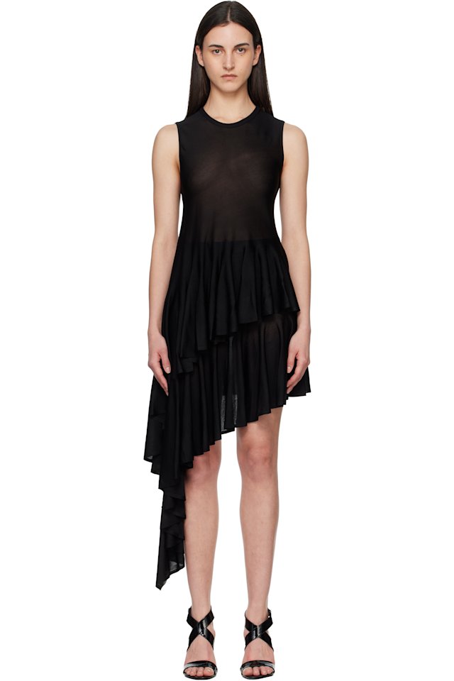 ALAÏA — Black Asymmetric Godet Top