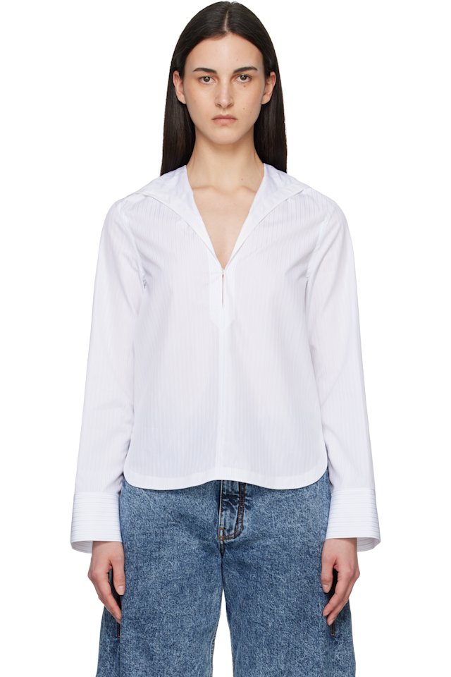 ALAÏA — White Hooded Poplin Shirt