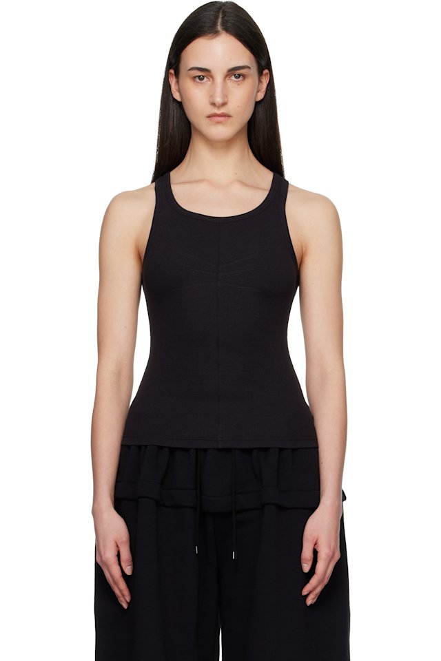 ALAÏA — Black Darts Cotton Tank Top