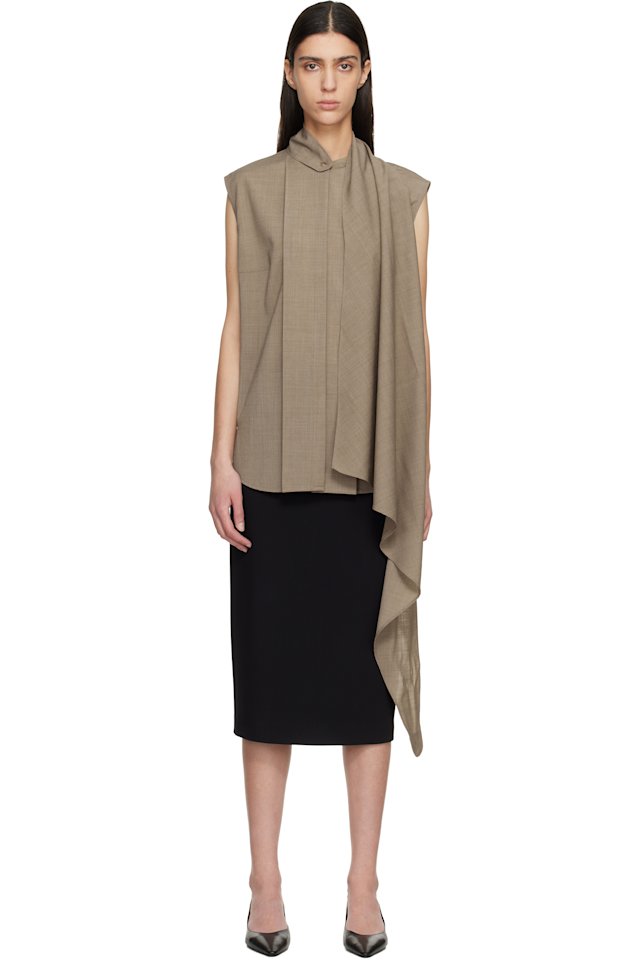 LE17SEPTEMBRE — Brown Cape Sleeveless Blouse