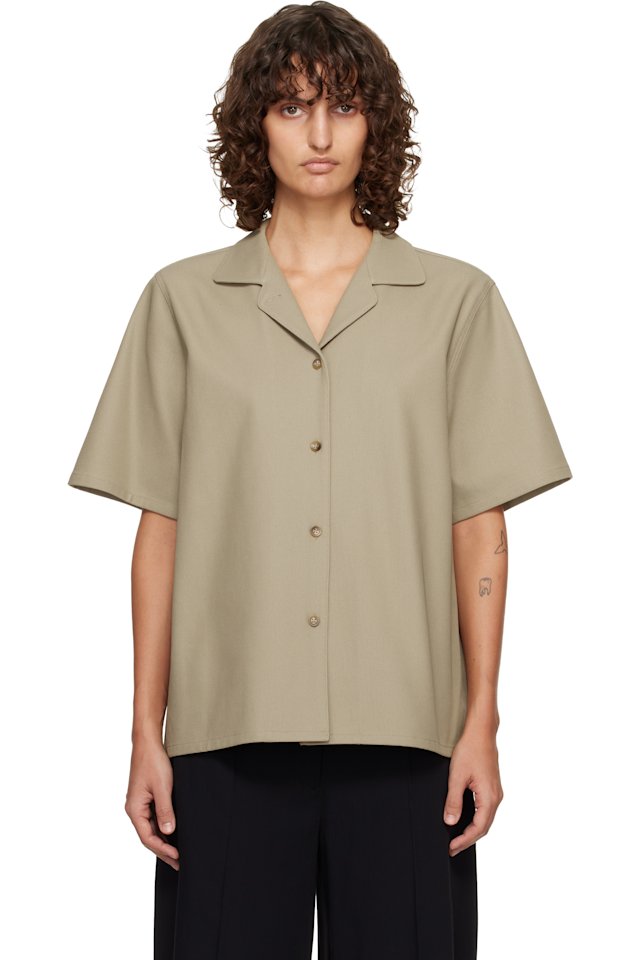 LE17SEPTEMBRE — Beige Twill Short Sleeve Shirt