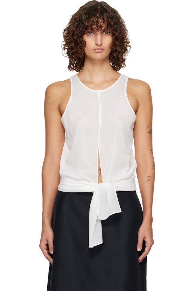 LE17SEPTEMBRE — White Self-Tie Sleeveless Tank Top
