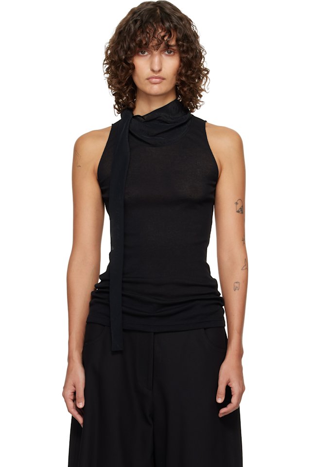 LE17SEPTEMBRE — Black Scarf Sleeveless Jersey Top